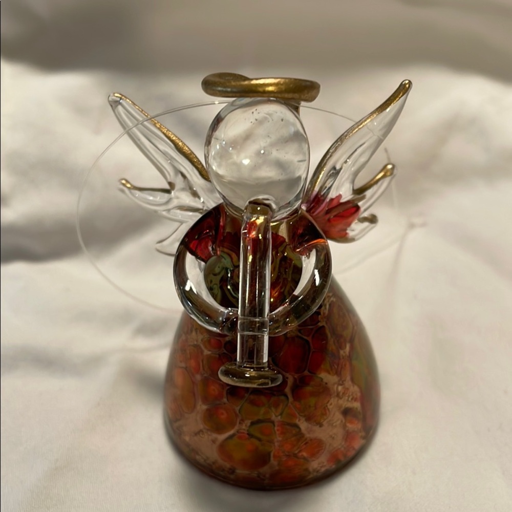 Glass Trumpet Playing Angel Ornament 90s